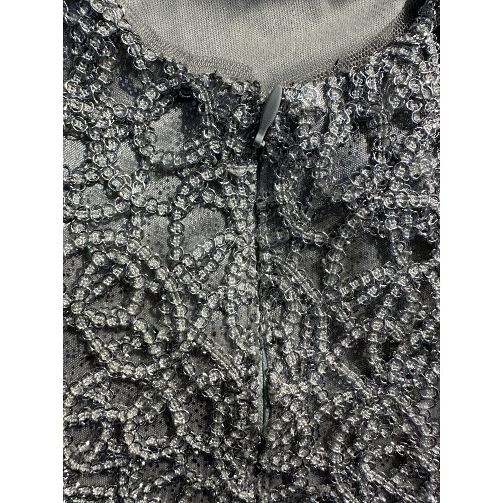 Simply Liliana Womens Silver Gray 8 Dress Sequence Formal Shimmer Sheath Midi - Picture 10 of 14